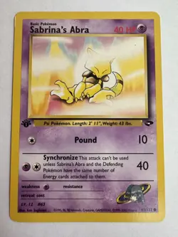 1st Edition SABRINA'S ABRA 93/132 Gym Challenge - Pokemon WOTC Card - LP - Image 1