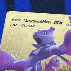 Mewtwo & Mew GX Tag Team 270 HP Gold Foil Fan Art Display Card 71/236 - Image 5