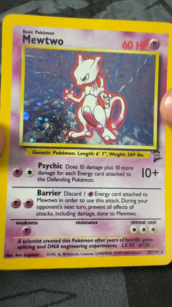 Mewtwo 10/130 Holo Rare - Base Set 2 - WOTC 2000 Pokemon Card - LP - Image 2