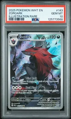 2025 Pokemon White Flare Zoroark Illustration Rare Card #143/086 Graded PSA 10 - Image 1