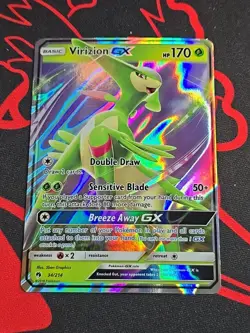 Virizion GX ULTRA RARE # 34/214 Lost Thunder Pokemon card TCG NM Holo 2018 - Image 1