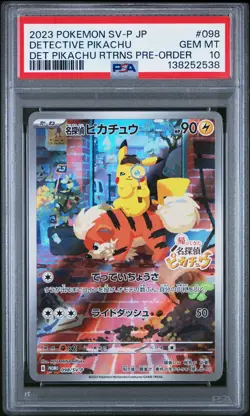 2023 POKEMON JPN SV-P PROMO #098 DETECTIVE PIKACHU PSA 10 - Image 1