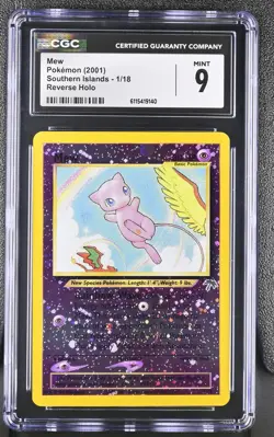 CGC 9 MINT Mew 2001 Southern Islands 1/18 Reverse Holo Pokemon Card - Image 1