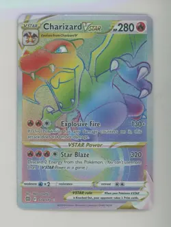 2022 Pokemon Brilliant Stars Rainbow Secret Rare #174/172 Charizard VSTAR - Image 1