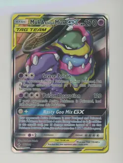 2019 Pokemon Unbroken Bonds Alternate Art Full Art #197/214 Muk & Alolan Muk GX - Image 1