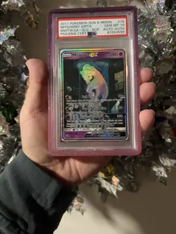 2017 POKEMON SHINING LEGENDS SECRET #78 MEWTWO GX PSA 10 SIGNED ARITA - Image 1