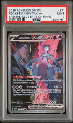 2025 POKEMON DRI EN-DESTINED RIVALS #231 TEAM ROCKET'S MEWTWO EX PSA 9 - Image 1