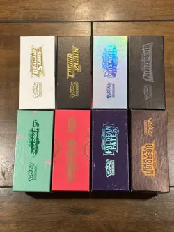 Lot of 8 Empty Pokemon ETB Boxes Scarlet & Violet Paldean Fates Obsidian Flames - Image 1