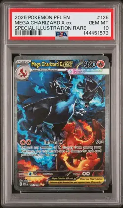 2025 POKEMON PFL EN-PHANTASMAL FLAMES #125 MEGA CHARIZARD X EX PSA 10 - Image 1