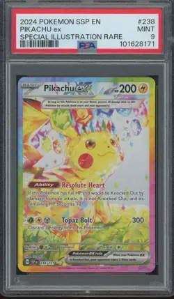 2024 Pokemon SSP En Special Illustration Rare #238 Pikachu ex Mint PSA 9 - Image 1