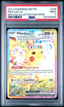 2024 Pokemon SSP En Pikachu Ex Special Illustration Rare #238 PSA 9 Mint - Image 1