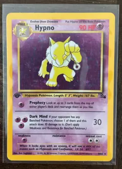 1st Edition Hypno 8/62 Fossil 1999 Holo Rare WOTC Pokemon Card TCG - Image 1