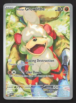 Pokemon Hisuian Growlithe 181/167 Illustration Rare SV06: Twilight Masquerade NM - Image 1