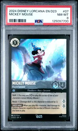 2024 DISNEY LORCANA EN D23-D23 EXPO PROMO MICKEY MOUSE - PLAYFUL SORCERER PSA 8 - Image 1