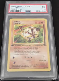 1999 Pokemon Jungle Mankey #55/64 1st Edition PSA 9 MINT WOTC Vintage TCG - Image 3