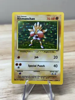 Hitmonchan Base Set Holo Unlimited Rare Pokemon TCG Card 7/102 LP WOTC - Image 1