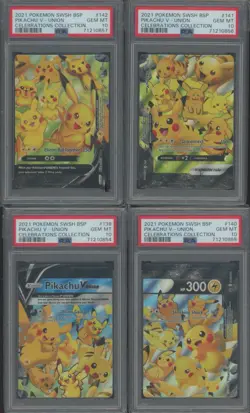 PSA 10 Sequential Certifications 2021 Pokemon SWSH BSP Pikachu V-Union Set - Image 1