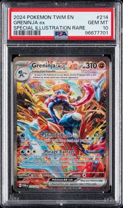 Pokemon Greninja ex 214/167 Twilight Masquerade Special Illustration Rare PSA 10 - Image 1