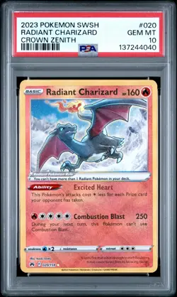 4040 Radiant Charizard 2023 Pokemon Sword & Shield Crown Zenith #20 PSA 10 - Image 1