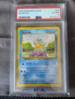 PSA 6 - Squirtle 1999 Pokemon Base Set Unlimited 63/102 Graded Common Vintage - Image 1