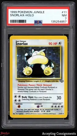 1999 Pokemon Jungle Unlimited #11 Snorlax HOLO PSA 7 NM - Image 1