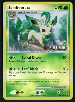 Pokemon Card Leafeon 24/100 Reverse Holo Foil Platinum LP - Image 1