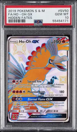 2019 POKEMON SUN & MOON HIDDEN FATES #SV50 FULL ART/HO-OH GX PSA 10 - Image 1