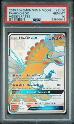 2019 POKEMON SUN & MOON HIDDEN FATES #SV50 FULL ART/HO-OH GX PSA 10 - Image 1