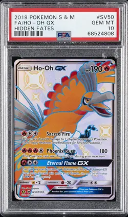 2019 POKEMON SUN & MOON HIDDEN FATES #SV50 FULL ART/HO-OH GX PSA 10 - Image 1