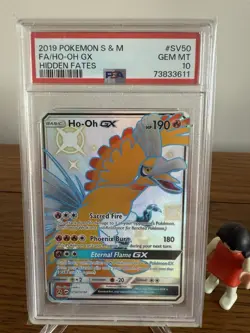 PSA 10 2019 HO-OH GX #SV50 SUN & MOON HIDDEN FATES FULL ART POKEMON - Image 1
