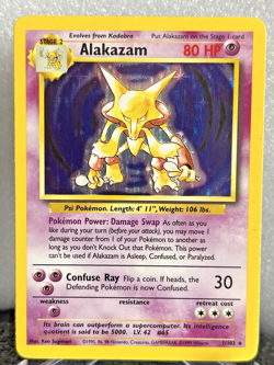 Pokemon TCG Alakazam Base Set Holo Card 1/102 Unlimited Rare LP- See Photos - Image 2
