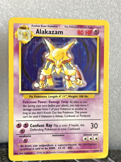 Pokemon TCG Alakazam Base Set Holo Card 1/102 Unlimited Rare LP- See Photos - Image 4