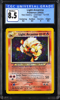 2002 Light Arcaine Pokemon Neo Destiny Unlimited 12/105 Holo CGC 8.5 NM/MINT+ - Image 1