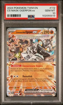 2024 Pokemon Twilight Masquerade 112 Cornerstone Mask Ogerpon EX PSA 10 GEM MINT - Image 1