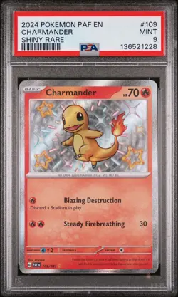 2024 POKEMON PAF EN-PALDEAN FATES SHINY RARE #109 CHARMANDER PSA 9 - Image 1
