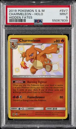 2019 POKEMON SUN & MOON HIDDEN FATES #SV7 CHARMELEON-HOLO PSA 9 - Image 1