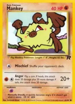 Moderately Played, English Pokemon Regular Mankey - 61/82 - Common - Unlimited E - Image 1