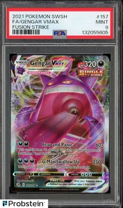 2021 Pokemon SWSH Fusion Strike #157 Gengar Vmax FA PSA 9 MINT - Image 1