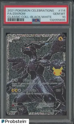 2021 Pokemon Celebrations Classic Collection Black White #114 FA Zekrom PSA 10 - Image 1