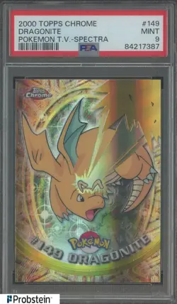 2000 Topps Chrome Pokemon TV Spectra #149 Dragonite PSA 9 MINT - Image 1