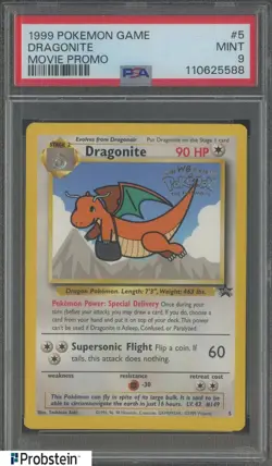 1999 Pokemon Game Movie Promo #5 Dragonite PSA 9 MINT - Image 1