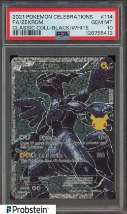 2021 Pokemon Celebrations Classic Collection Black & White #114 FA Zekrom PSA 10 - Image 1