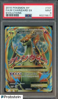 2016 Pokemon XY Evolutions #101 FA M Charizard EX EN PSA 9 - Image 1