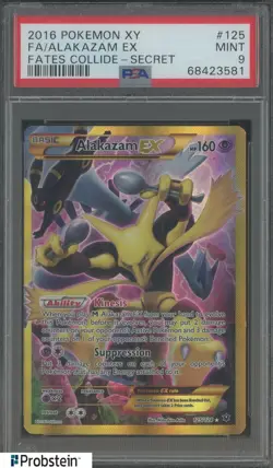 2016 Pokemon XY Fates Collide Secret #125 FA Alakazam EX PSA 9 MINT - Image 1