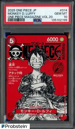2025 ONE PIECE JPN PROMOS ONE PIECE MAG VOL.20 #014 MONKEY D. LUFFY PSA 10 #1 - Image 1