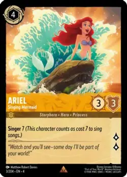 4x Ariel - Singing Mermaid - 3/204 - Rare NM-Mint Disney Lorcana: Ursula's Retur - Image 1