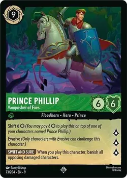 Disney Lorcana - Prince Phillip Vanquisher of Foes 73/204 Super Rare Fabled - Image 1