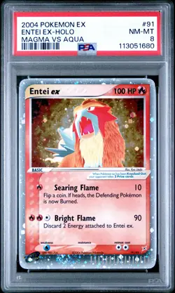 2004 Pokemon Ex Team Magma Vs Team Aqua #91 Entei Ex-Holo PSA 8 - Image 1