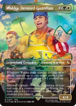 MTG English Wakka, Devoted Guardian (Borderless) (Chocobo Track Foil) NM Foil - Image 1