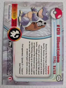LP/ Pokemon Blastoise #09 1999 Topps TV Series 1 Black Logo Foil Holo Card NP/NM - Image 2